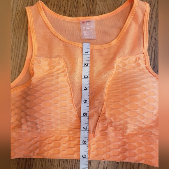 LA Society sweetheart mesh back textured sportsbra crop top bikini top hibiscus - Picture 5 of 11